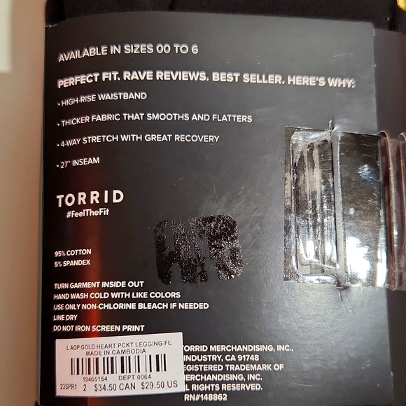 ❤️NWT VINTAGE TORRID LEGGING - POCKETS GOLD HEART PRINT - BLACK - PLUS SIZE - Picture 6 of 11